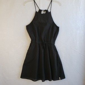 Rhythm Black Sleeveless Midi Dress with Halter Neck